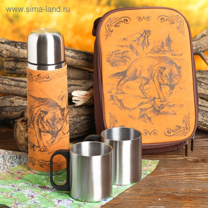 Набор «Волк»: термос 500 мл, кружка 200 мл, 2 шт., время сохранения тепла 24 ч Набор «Волк»: термос 500 мл, кружка 200 мл, 2 шт., время сохранения тепла 24 ч