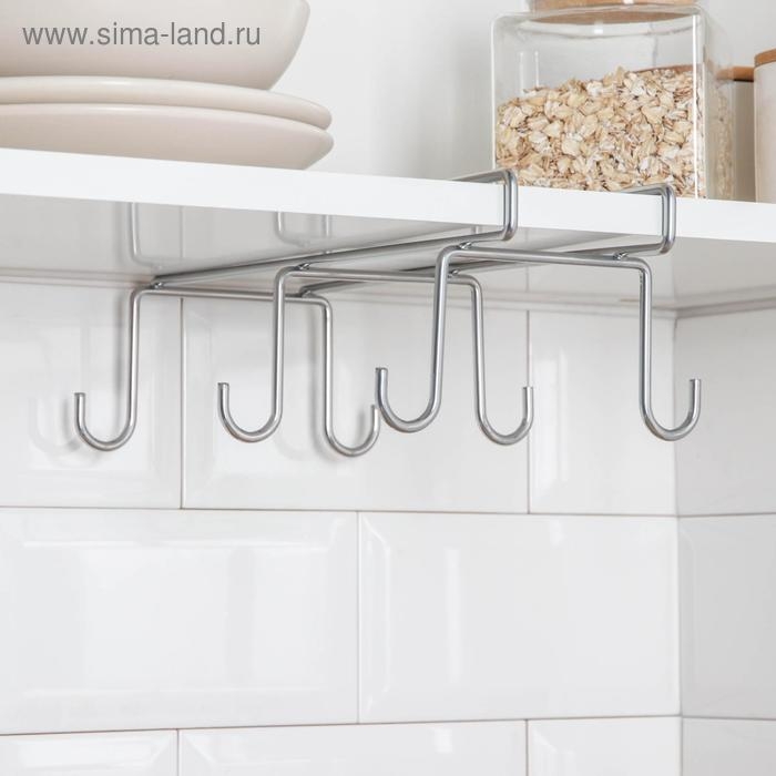 Держатель для кружек подвесной на 6 предметов, 16&times;27&times;10 см, цвет хром зеркальный