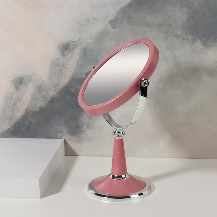 Зеркало на ножке &laquo;Овал&raquo;, двустороннее, зеркальная поверхность 13,5 &times; 16,5 см, цвет МИКС