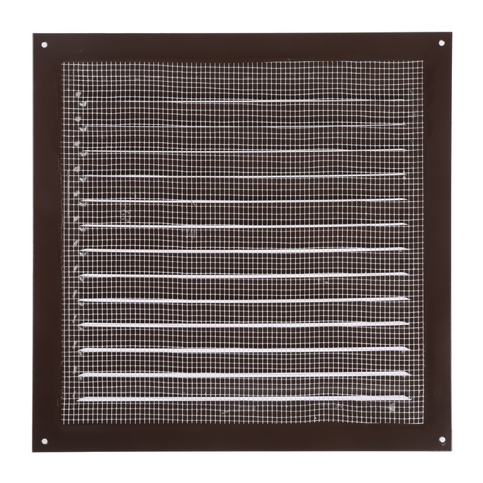 Решетка вентиляционная ZEIN Люкс РМ3030КР, 300 х 300 мм, с сеткой, металлическая, коричневая