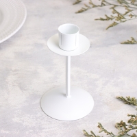 Подсвечник "Боб" металл на 1 свечу , 7,4х12 см, белый Подсвечник "Боб" металл на 1 свечу , 7,4х12 см, белый