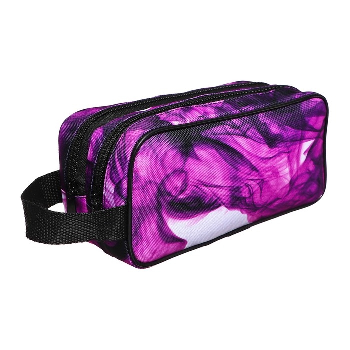 Пенал мягкий 2 отделения, 100 х 220 х 70 мм, объёмный, с ручкой,Calligrata, фиолетово-черный Пенал мягкий 2 отделения, 100 х 220 х 70 мм, объёмный, с ручкой,Calligrata, фиолетово-черный