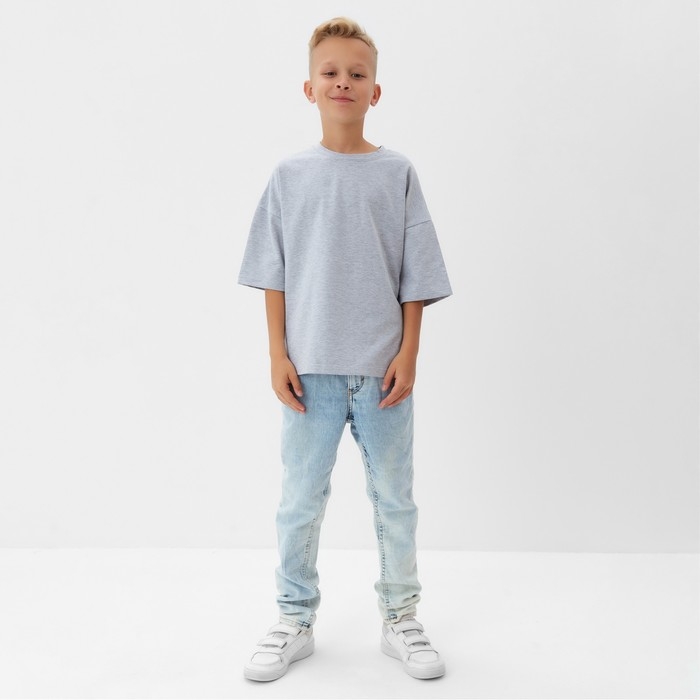 Футболка детская MINAKU: Basic Line KIDS, цвет серый меланж, рост 158 см