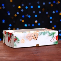Новый год. Коробка складная, кондитерская упаковка с окном "Новогодние подарки", 25 х 15 х 7 см Новый год. Коробка складная, кондитерская упаковка с окном "Новогодние подарки", 25 х 15 х 7 см