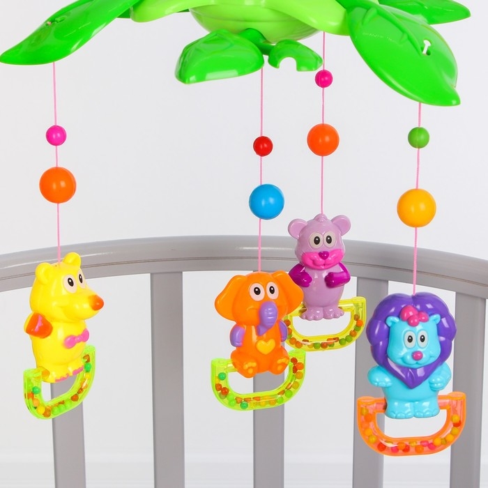 Мобиль музыкальный на кроватку &laquo;Музыкальные листья. Зверятки 2&raquo;, на батарейках, Крошка Я