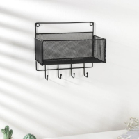 Полка на 4 крючка Доляна &laquo;Кантри&raquo;, 15&times;27&times;24 см, цвет чёрный