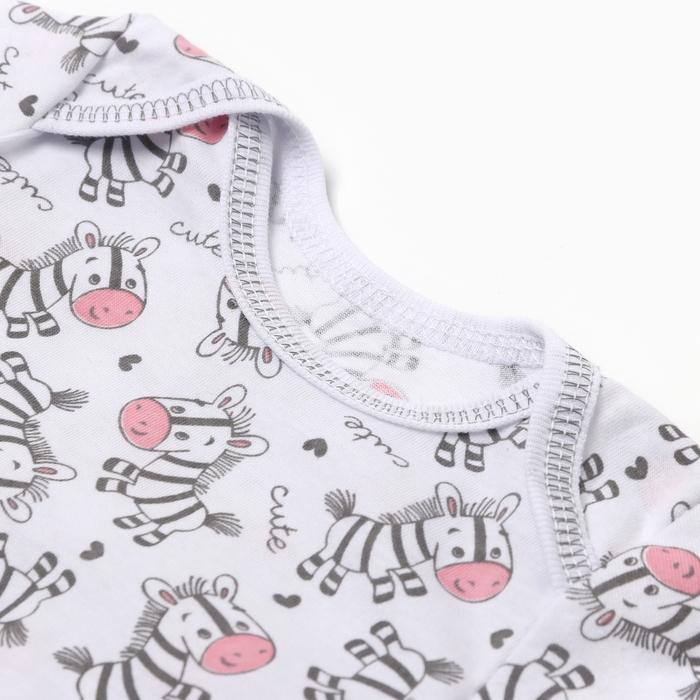 Боди детское с коротким рукавом, цвет розовый/зебры, рост 80