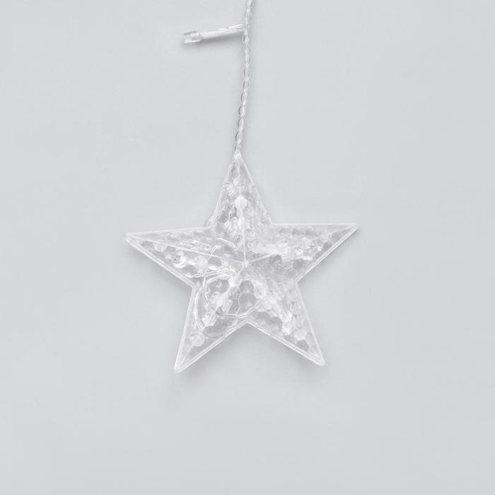 Гирлянда &laquo;Бахрома-арка&raquo; 2.5 &times; 1.2 м с насадками &laquo;Звёзды&raquo;, IP20, прозрачная нить, 136 LED, свечение тёплое белое, 8 режимов, 220 В