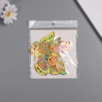 Наклейка бумага, пластик "Бабочки, цветные пятна" золото набор 12 шт 12 см, 10 см 8 см