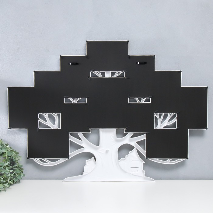 Фоторамка пластик на 12 фото 10х10, 10х15, 15х20 см "Семейное дерево"бел с золотом 58х82см