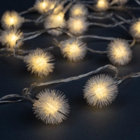 Гирлянда &laquo;Нить&raquo; 5 м с насадками &laquo;Ёжики белые&raquo;, IP20, прозрачная нить, 30 LED, свечение тёплое белое, 8 режимов, 220 В