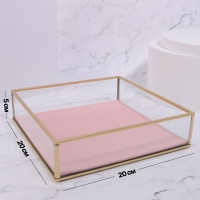 Органайзер для хранения &laquo;PINK RIPPLES&raquo;, стеклянный, 1 секция, 20 &times; 20 &times; 5 см, цвет прозрачный/медный/розовый