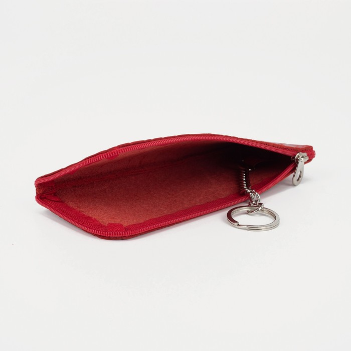 Ключница на молнии, длина 16 см, кольцо, цвет красный