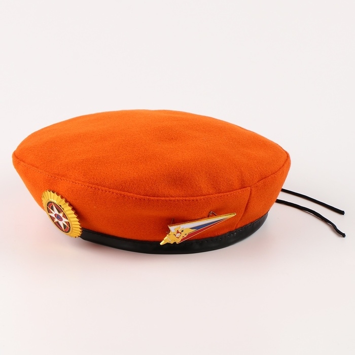 Карнавальный набор «Защитница отчизны» оранжевый берет, размер 54-56, банты 2 шт Карнавальный набор «Защитница отчизны» оранжевый берет, размер 54-56, банты 2 шт