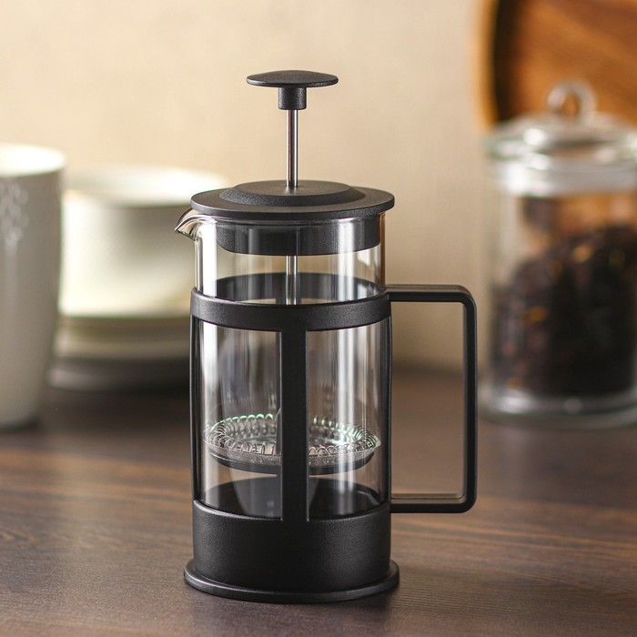 Чайник заварочный френч - пресс Доляна «Классика», 350 мл, стекло, цвет чёрный Чайник заварочный френч - пресс Доляна «Классика», 350 мл, стекло, цвет чёрный