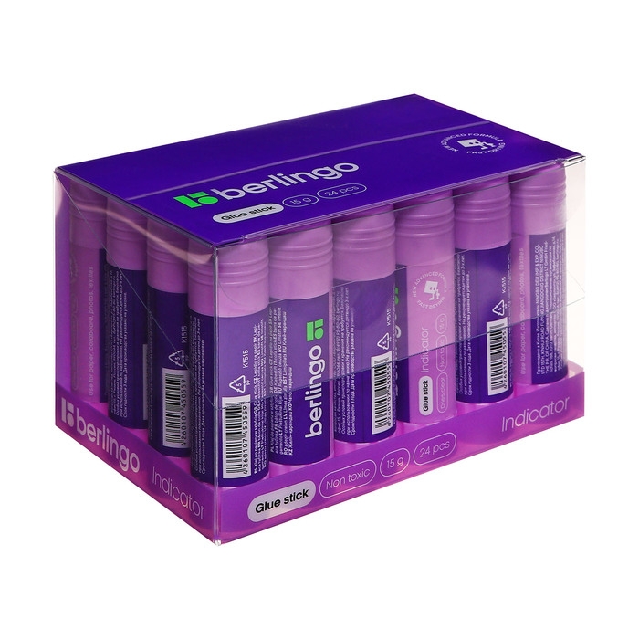 Клей-карандаш ПВП 15 г Berlingo Magic, с цветным индикатором Клей-карандаш ПВП 15 г Berlingo Magic, с цветным индикатором