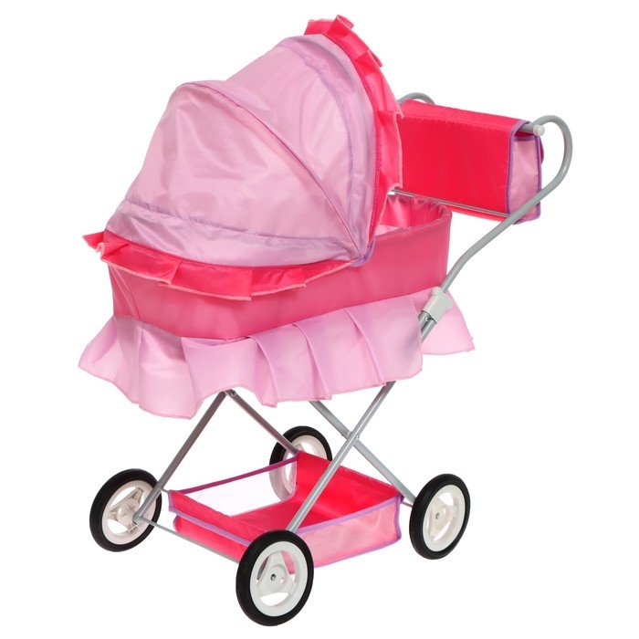 Коляска кукольная №11, цвет розовый с сиреневым Коляска кукольная №11, цвет розовый с сиреневым