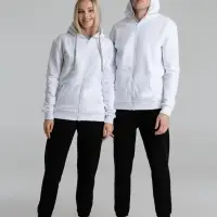 Толстовка на молнии с капюшоном Unit Siverga Heavy белая, размер S