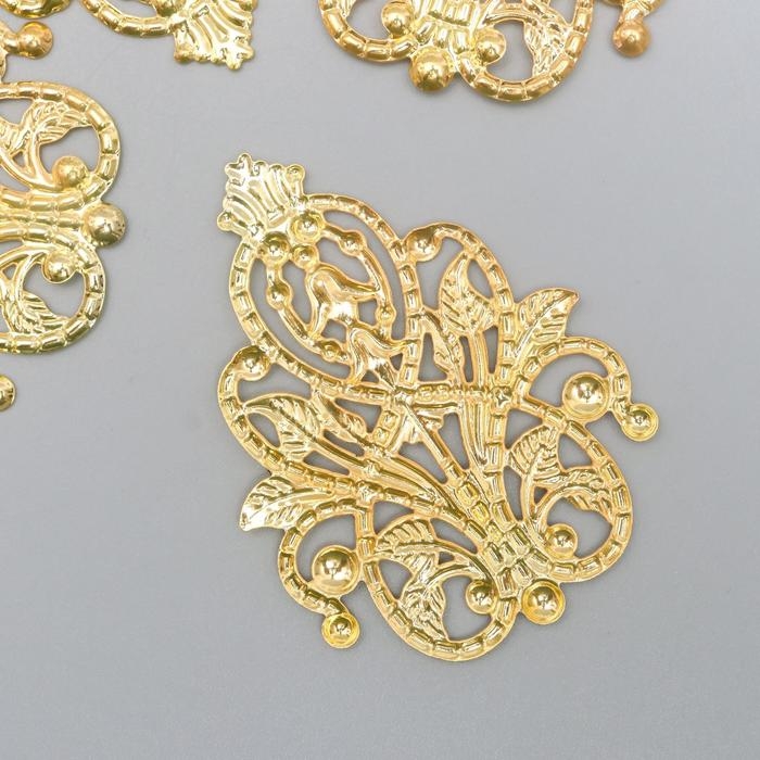 Декоративный элемент Декоративный элемент "Орнамент", цвет золото 3,5х4,8 см