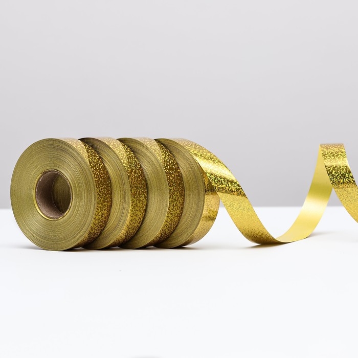 Лента голографические для декора и подарков, золото, 2 см х 50 м Лента голографические для декора и подарков, золото, 2 см х 50 м