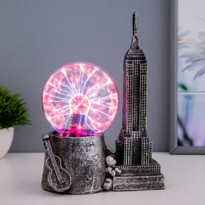 Плазменный шар Плазменный шар "Эмпайер стейт" серый 14х8х20 см RISALUX