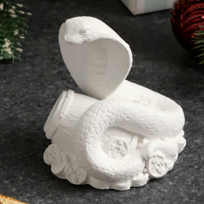 Новый год. Символ 2025. Фигура для раскраски "Змея на деньгах с бочкой", 6х6х5см