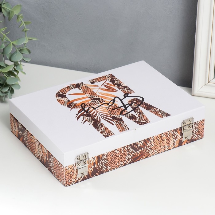 Шкатулка дерево "Змеиная кожа" кожзам 5,5х24х17 см