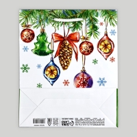 Пакет подарочный новогодний ламинированный &laquo;С Новым годом&raquo;, ёлочные игрушки, ML 21 х 25 х 8 см