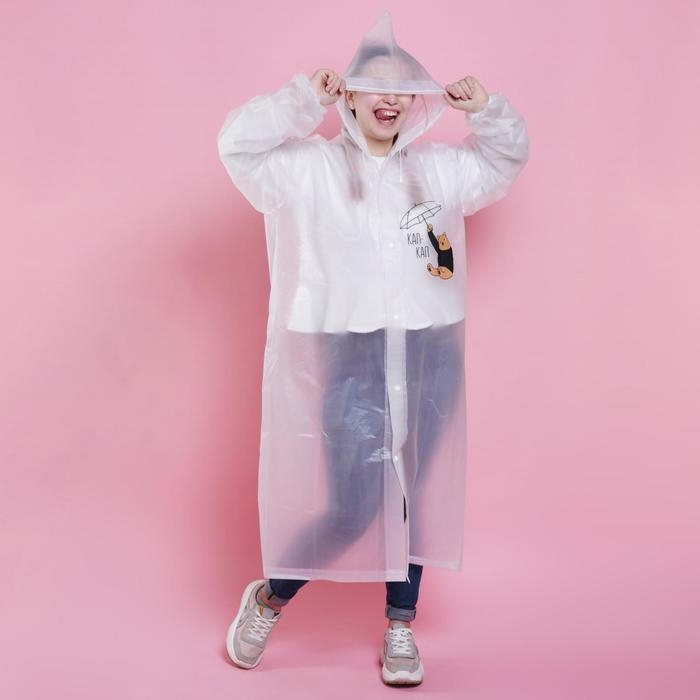 Дождевик взрослый плащ &laquo;Наслаждаюсь дождём&raquo;, размер 42-48, 60 х 110 см, цвет белый