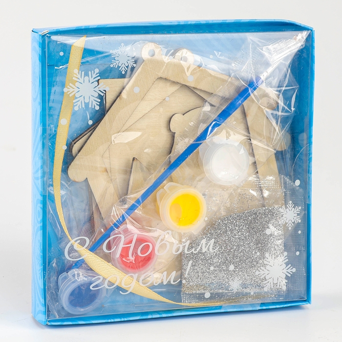 Ёлочная подвеска из дерева своими руками на новый год &laquo;Мишка&raquo;, новогодний набор для творчества