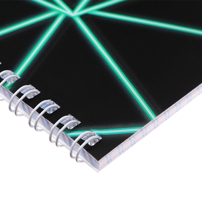 Блокнот А5, 40 листов в клетку на гребне "Неон", обложка мелованный картон, блок офсет