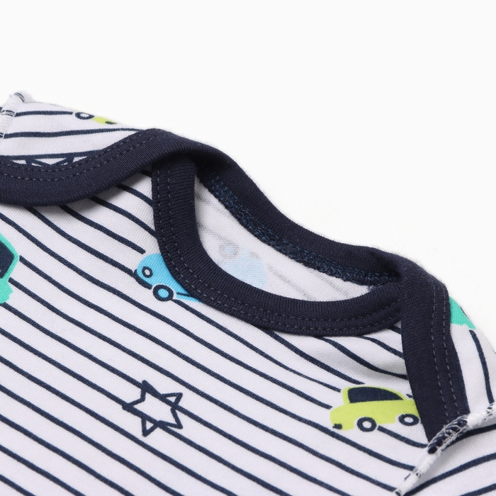 Боди детское с длинным рукавом, цвет синий/полоска, рост 68 см (3-6 мес)