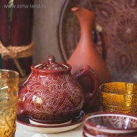 Чайник Риштанская Керамика "Узоры", 850 мл, коричневый Чайник Риштанская Керамика "Узоры", 850 мл, коричневый