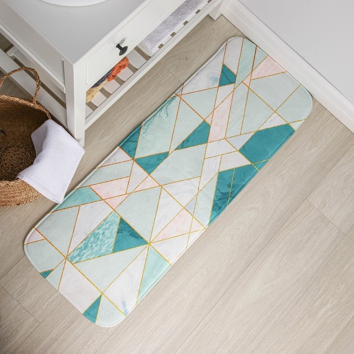 Коврик для ванной и тулета Доляна «Малахит», 43×120 см, цвет зелёный Коврик для ванной и тулета Доляна «Малахит», 43×120 см, цвет зелёный