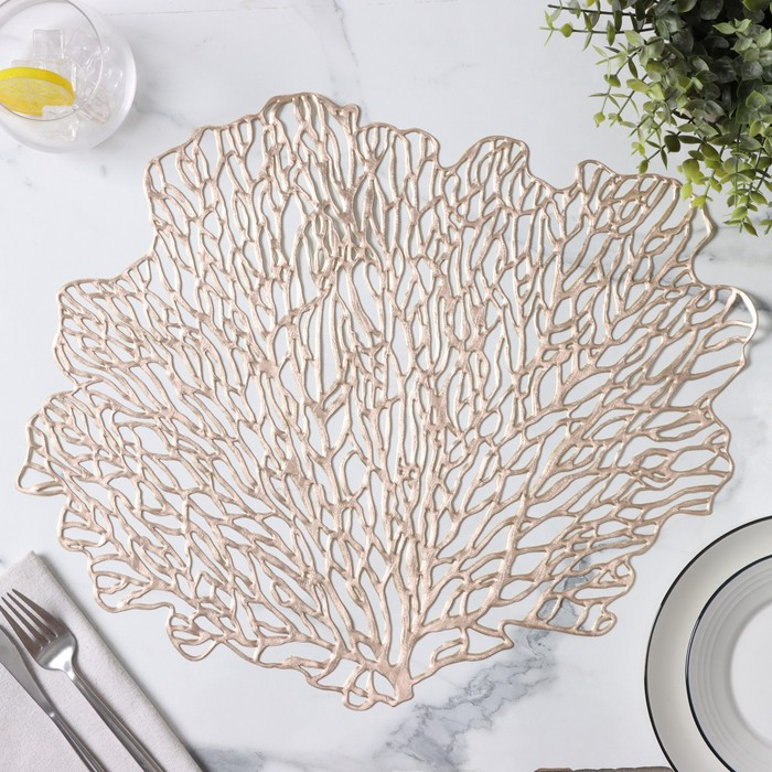 Салфетки сервировочные на стол Доляна &laquo;Кораллы&raquo;, 4 шт, 48&times;39 см, цвет золотой