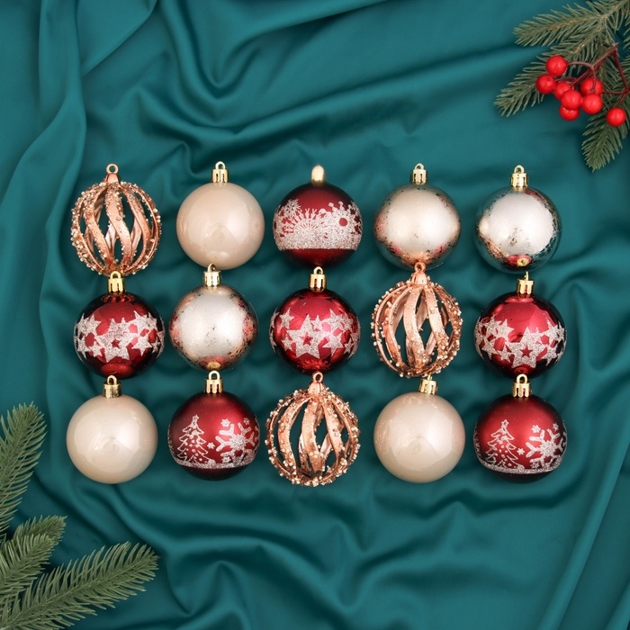 Набор шаров пластик d-6 см, 15 шт "Эйвери" микс