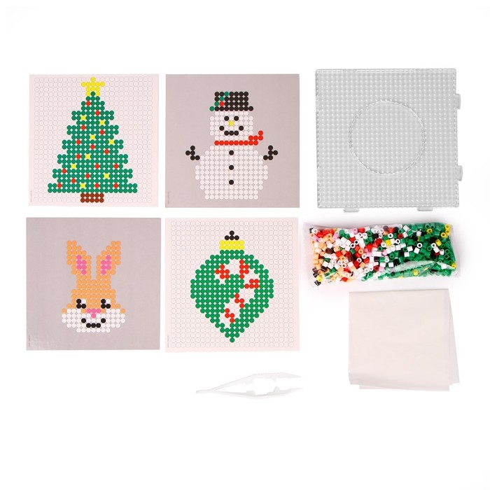 Новогодняя термомозаика &laquo;Новый год! Весёлый Зайка&raquo; с пинцетом