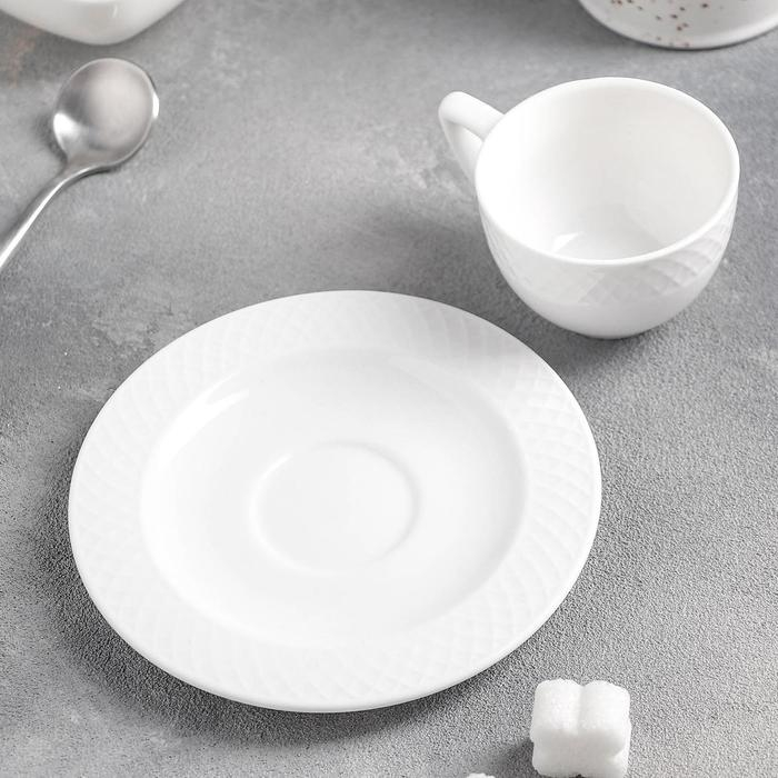 Кофейная пара фарфоровая Wilmax &laquo;Юлия Высоцкая&raquo;, 2 предмета: чашка 50 мл, блюдце, цвет белый