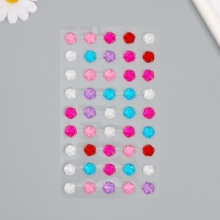 Наклейка стразы пластик "Цветочки" МИКС 30х10 см