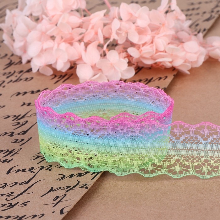 Кружево капроновое &laquo;Радуга светлая&raquo;, 28 мм &times; 10 &plusmn; 1 м, цвет разноцветный №4