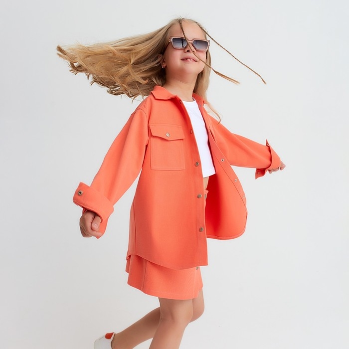 Рубашка для девочки джинсовая KAFTAN, размер 32 (110-116 см), цвет оранжевый