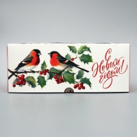 Коробка для капкейков складная с двусторонним нанесением «Снегири», 25 х 17 х 10 см, Новый год Коробка для капкейков складная с двусторонним нанесением «Снегири», 25 х 17 х 10 см, Новый год