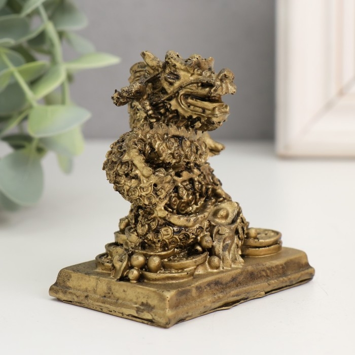 Нэцкэ полистоун под бронзу Нэцкэ полистоун под бронзу "Дракон. Денежная активация" 4,7х7х7,5 см