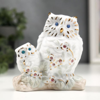 Сувенир керамика "Белый филин с совёнком" с золотом, стразы 10,7 см Сувенир керамика "Белый филин с совёнком" с золотом, стразы 10,7 см