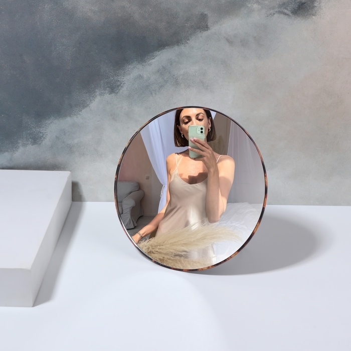 Зеркало настольное - подвесное &laquo;ANIMAL&raquo;, d зеркальной поверхности 15,5 см, цвет &laquo;леопард&raquo;