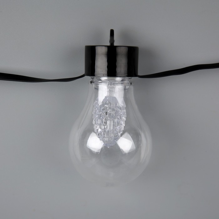 Умная гирлянда &laquo;Нить&raquo; 6 м с насадками &laquo;Лампочки с шишками&raquo;, IP20, тёмная нить, 20 LED, свечение RGB, USB