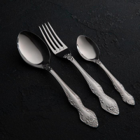 Набор столовых приборов «Тройка», 36 предметов, толщина 2 мм, декоративная коробка, цвет серебряный Набор столовых приборов «Тройка», 36 предметов, толщина 2 мм, декоративная коробка, цвет серебряный