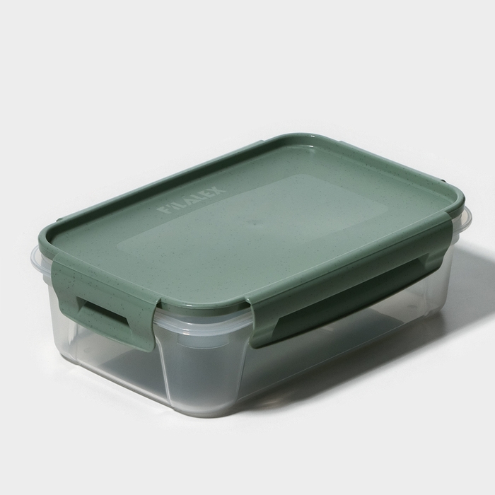 Контейнер пищевой Lock&Ok, 0,75 л, 18,6&times;12,2&times;5,5 см,прозрачный, крышка зеленая