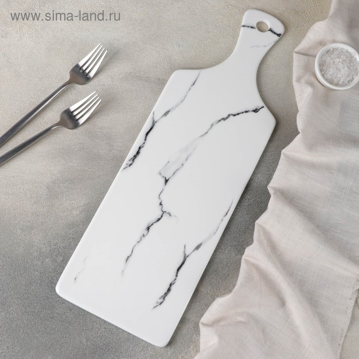 Блюдо фарфоровое для подачи «Мрамор», 44,8×14,8×0,8 см, цвет белый Блюдо фарфоровое для подачи «Мрамор», 44,8×14,8×0,8 см, цвет белый