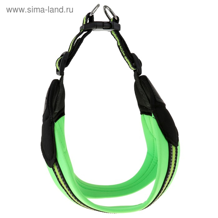 Шлейка супермягкая со светоотражающей прошивкой, обхват 48-54 см, зелёная